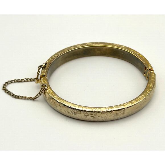 Sunflower Leaves Gold Tone Hinged Bracelet 6 3/4" - Picture 4 of 10